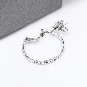 Silvertone Live In Unity Chain Tassell Link Metal Cuff Bracelet